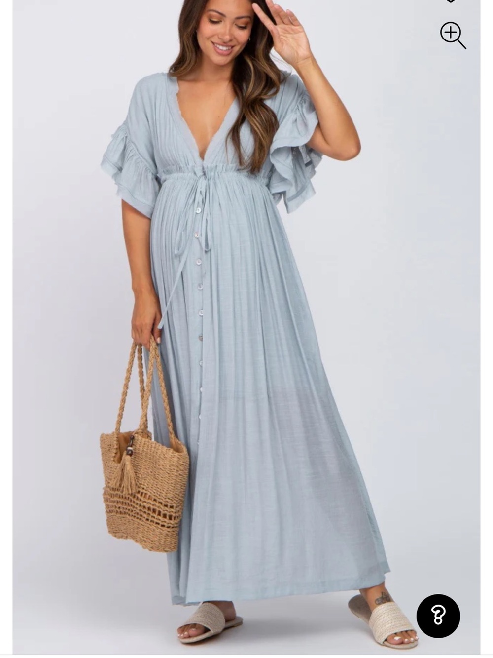 Sweet Lovely by Jen Light Blue Ruffle Sleeve Maxi Dress